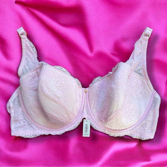 Adore Me Bonnie Pink Floral Mesh Lace Contour Balconette Underwire Plus Size Bra - Picture 4 of 11